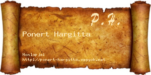 Ponert Hargitta névjegykártya